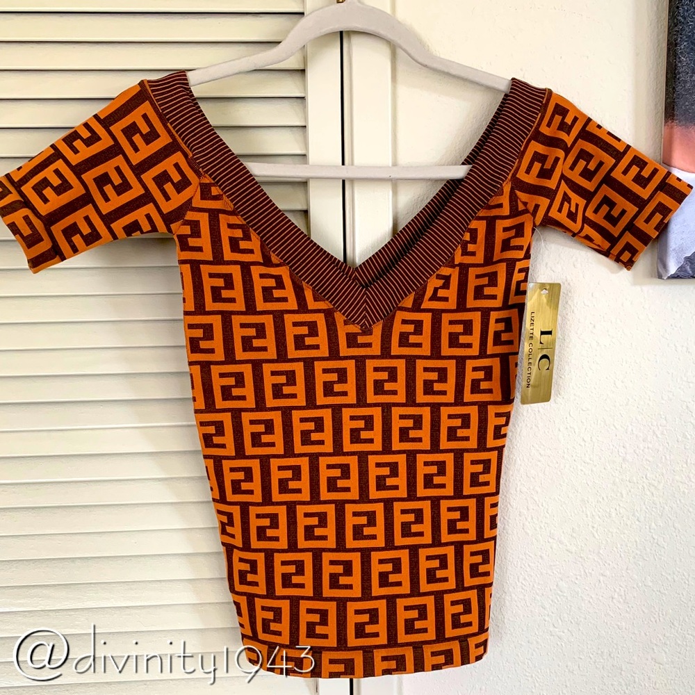 geometric design stretch bronze-brown 🔝